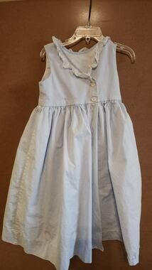 Vintage Chabre Girls Light Blue Dress Ruffle Sleeveless Boutique Size 4 K81